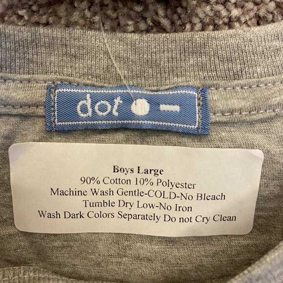 Dot Boys Me Vale Long Sleeves T-Shirt Size L Heather Gray Crew Neck Logo NWT $26 - Picture 7 of 9